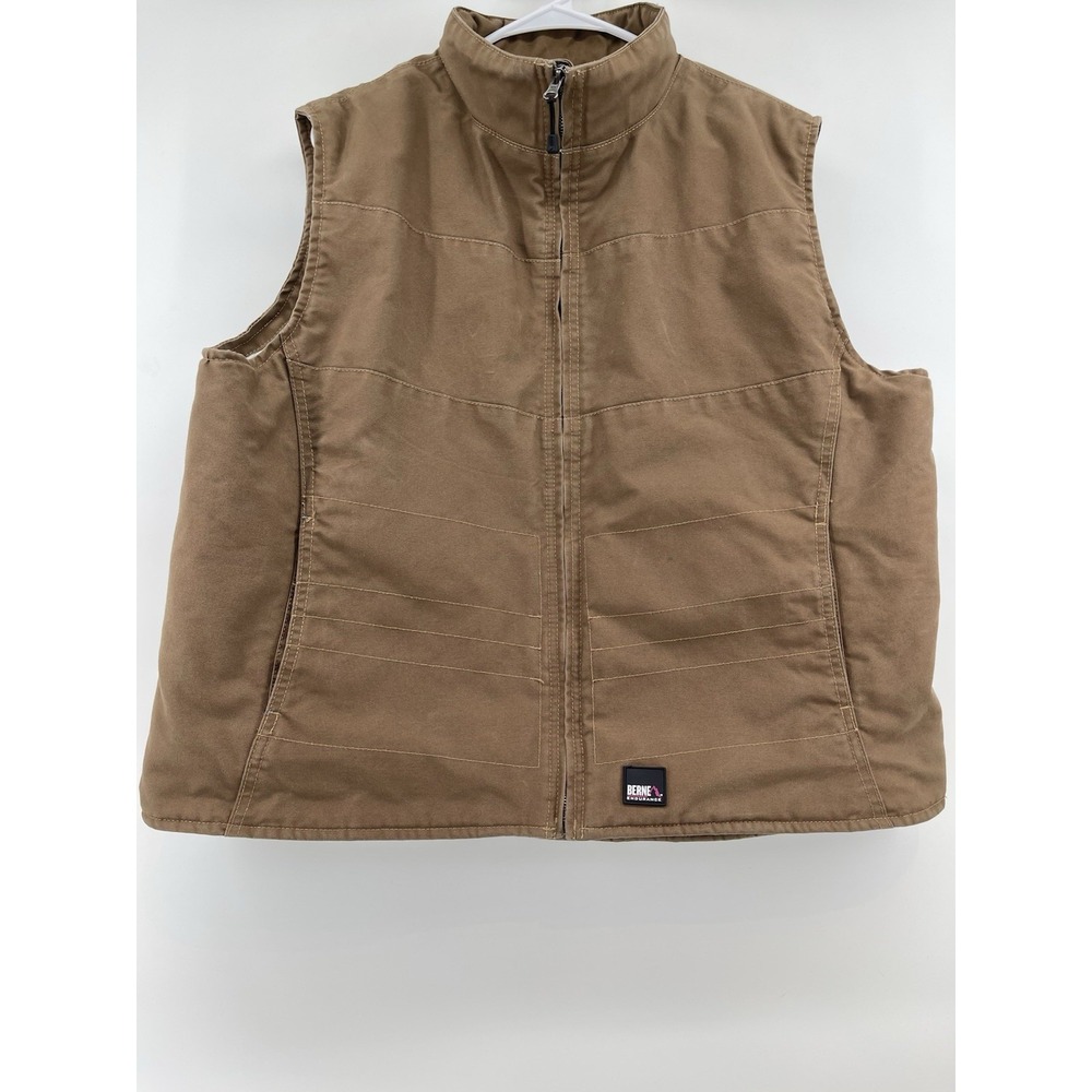 Berne Vest Ladies 2XL Hickory Brown Excellent Workwear Insulated Quilted Canvas